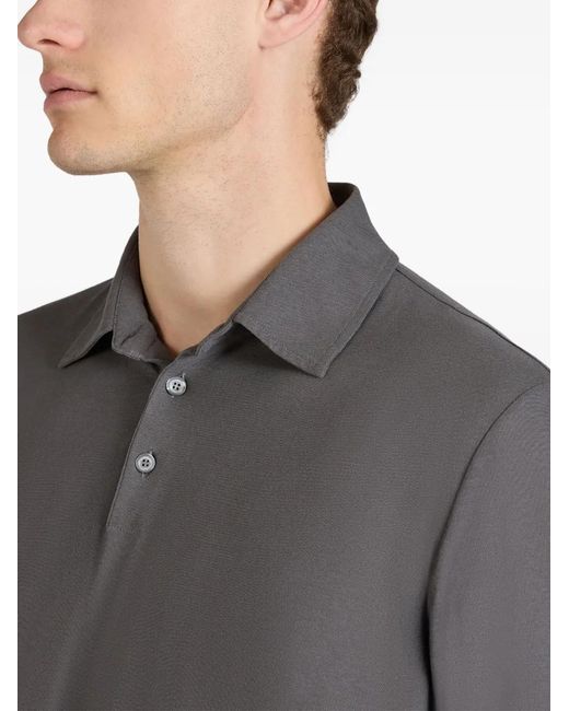 Zanone Black Polo À Manches Longues for men