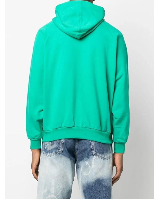 Sunnei Green Logo Drawstring Hoodie for men