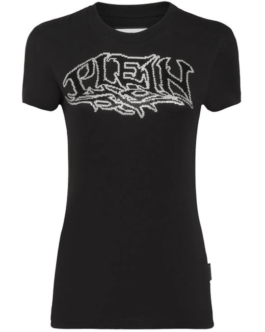Philipp Plein Black Logo-Embellished Cotton T-Shirt