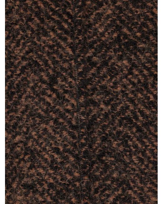 Alberta Ferretti Brown Herringbone Button Coat