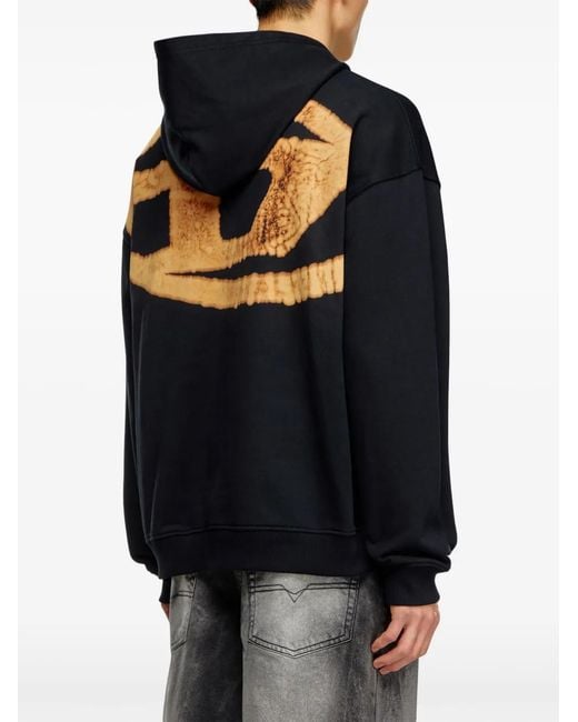DIESEL Black S-Boxt-Hoodie With Bleached Logo for men