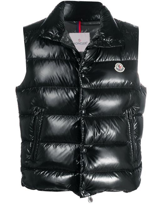 Moncler Padded Logo Gilet in Black for Men - Lyst