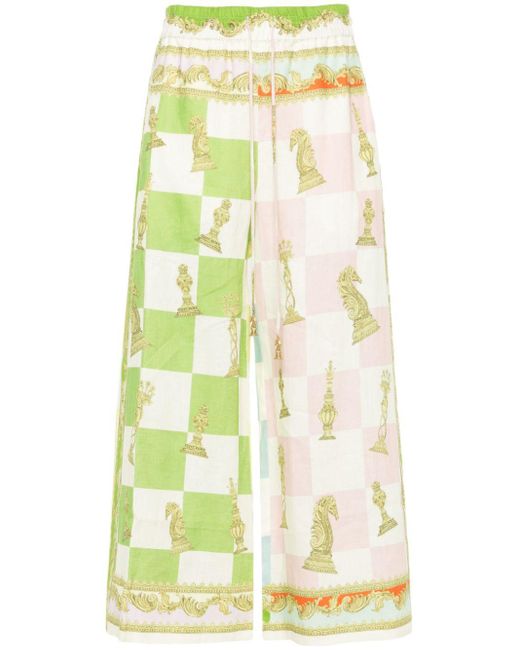 ALÉMAIS Multicolor Checkmate Leinenhose Mit Print-Mix