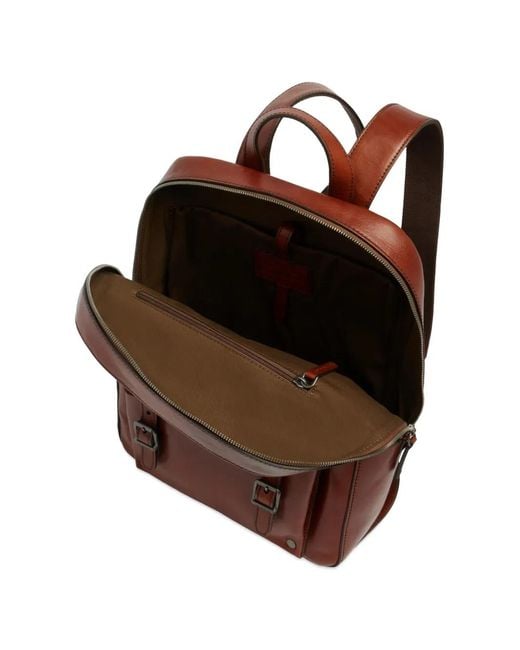 The Bridge Brown Buckle-Detail Leather Backpack for men