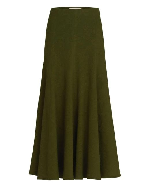 Silvia Tcherassi Green Gilda Jacquard-Knit Midi Skirt