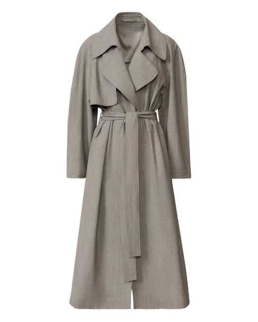 Fabiana Filippi Gray Belted Collar Trench Coat