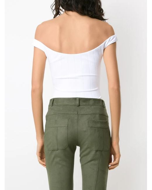 Amir Slama White Lace-Up Bodysuit