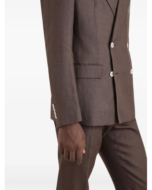 Dolce & Gabbana Brown Crest-Appliqué Blazer for men