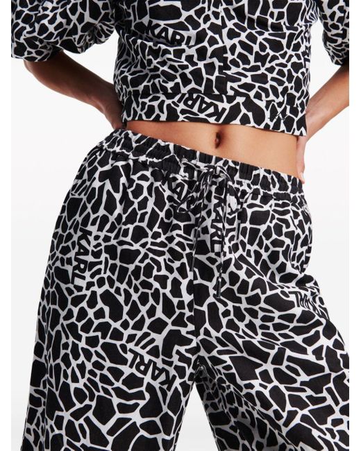 Pantalon ample à imprimé giraffe Karl Lagerfeld en coloris White