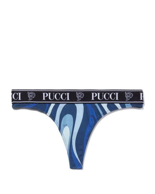 Emilio Pucci Black 3er-Set Tangas mit Logo-Print