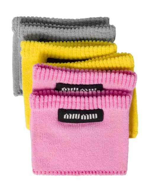 Miu Miu Pink Logo-Patch Socks (Pack Of Three)