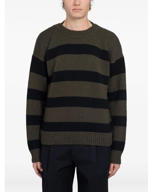Margaret Howell Black Striped Crew-Neck Sweater for men