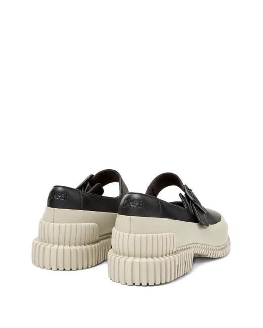 Camper Black Pix Buckled Leather Ballet Flats