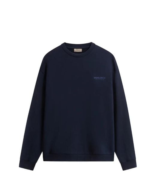 Woolrich Blue Sweat À Logo Et Col Rond Macéro for men