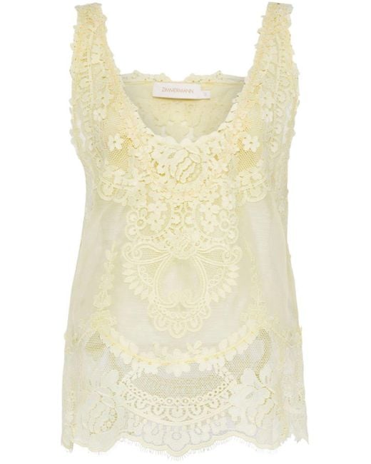 Zimmermann Yellow Natura Floral-lace Tank Top