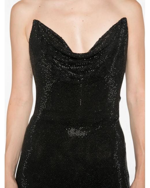 Adamaris Black Strapless Draped-Neckline Maxi Dress