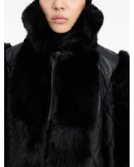 ROTATE BIRGER CHRISTENSEN Black Faux-Fur Leather Jacket