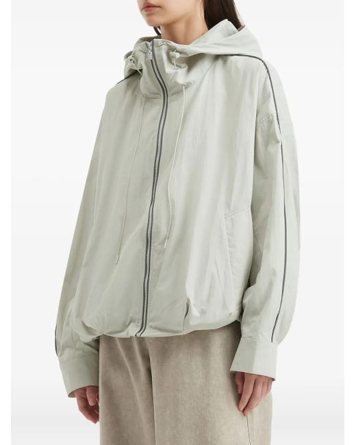 B+ AB White Hooded Piped-Trim Jacket