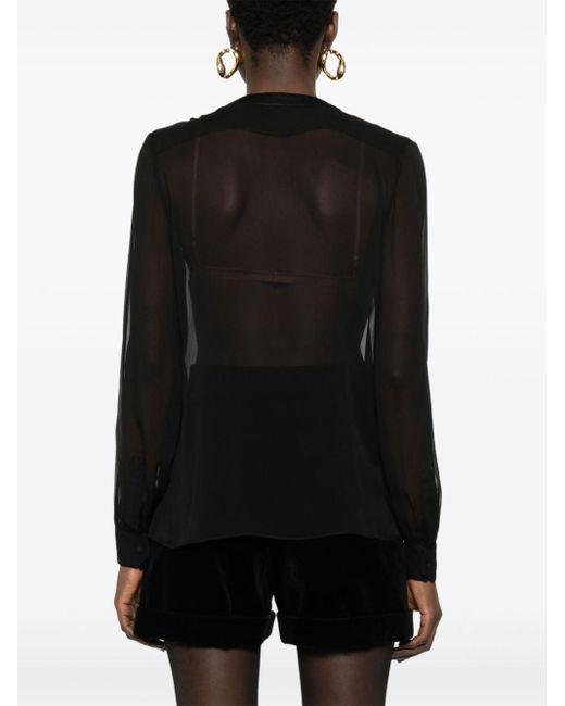 Saint Laurent Black Semi-sheer Silk Shirt