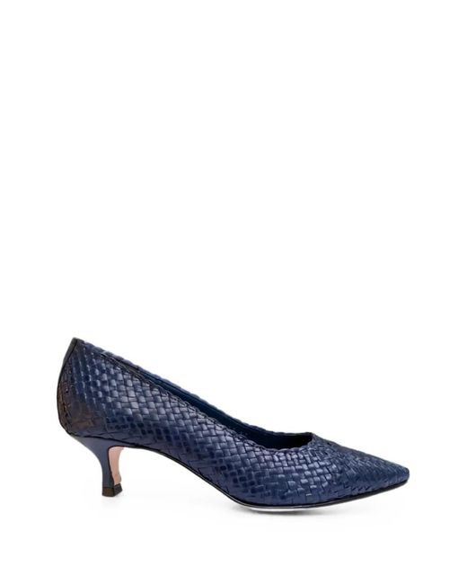 LA ROSE Blue Carol Woven Heeled Pumps