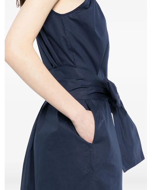Loretta Caponi Blue Ruffled Cotton Midi Dress