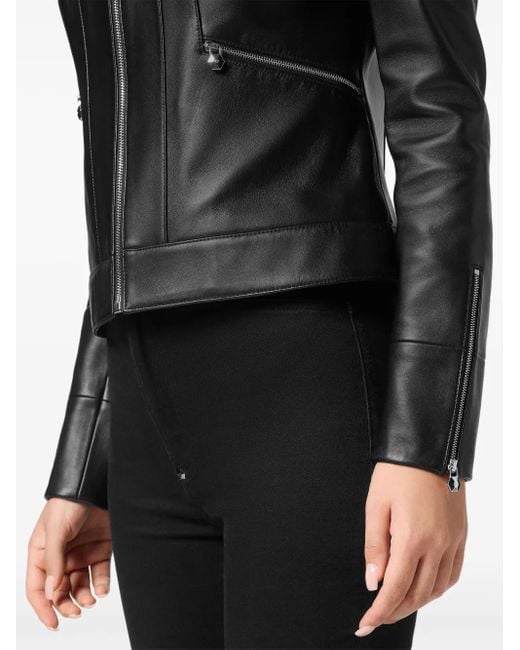 Philipp Plein Leren Jack in het Black