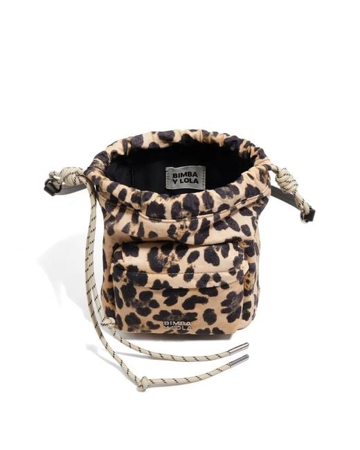 Bimba Y Lola White Drawstring Leopard Mini Bag