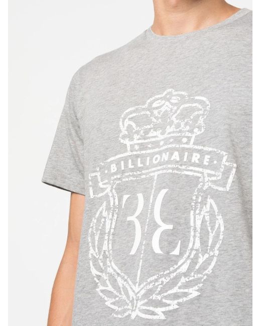 Billionaire White Logo-Print Detail T-Shirt for men