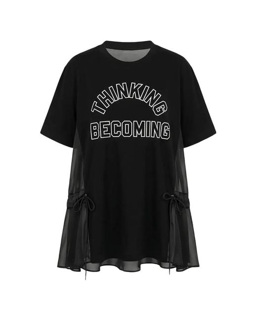Sacai Black Graphic-Print T-Shirt for men