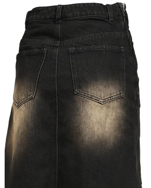 VIVAMUS Black Asymmetric Frayed Mini Skirt