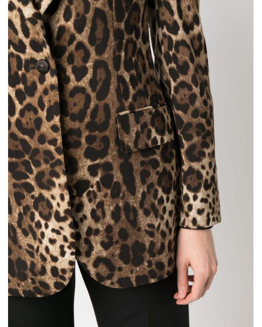 DOLCE & GABBANA Double-breasted leopard-print coated-canvas trench