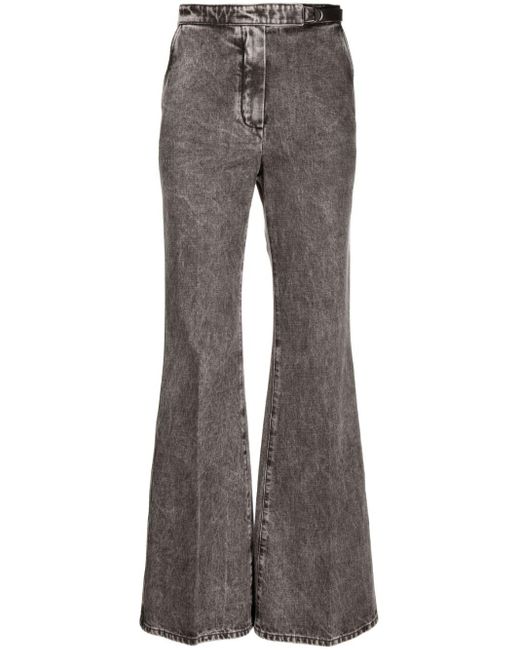 Fendi Gray Belted Flared Jeans