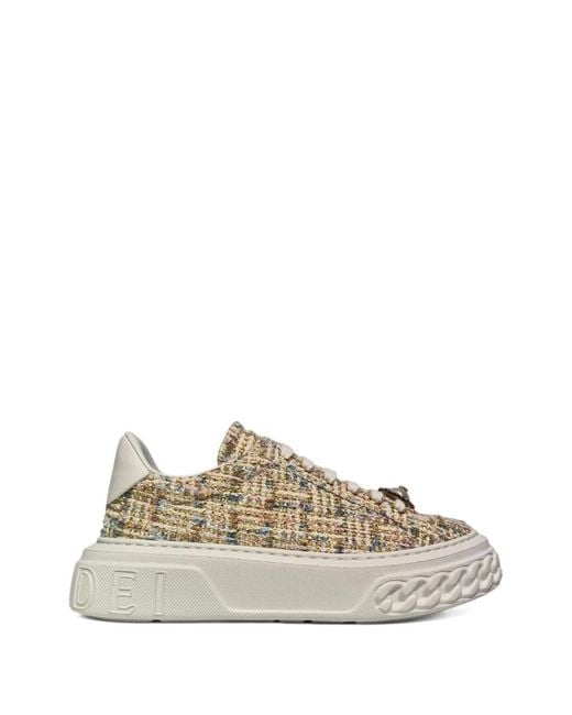 Casadei White Embellished Platform Trainers