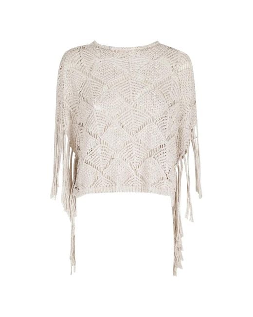 Antonelli White Brionia Fringed Sweater