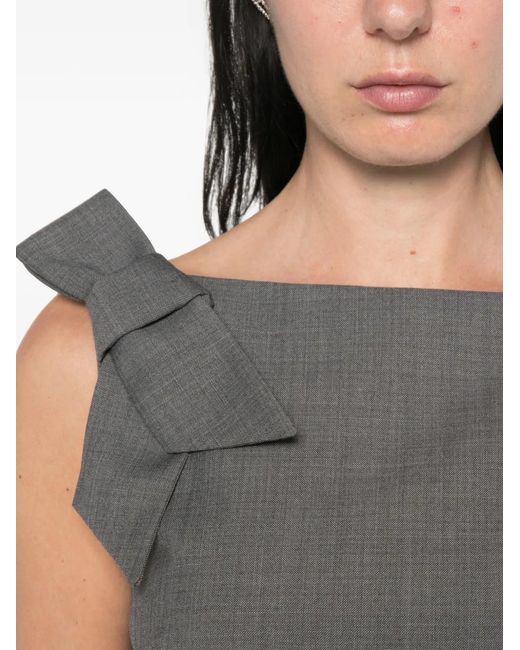 ShuShu/Tong Gray Bow-Strap Mini Dress