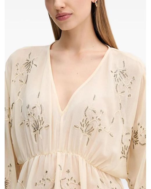 INTROPIA White Embellished-Detail V-Neck Top