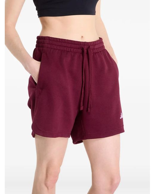 Adidas Red Studio Fleece Drawstring Shorts