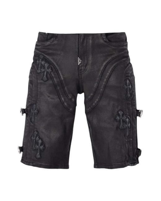 GUAPI Gray Appliqué-Detail Buckled Shorts for men