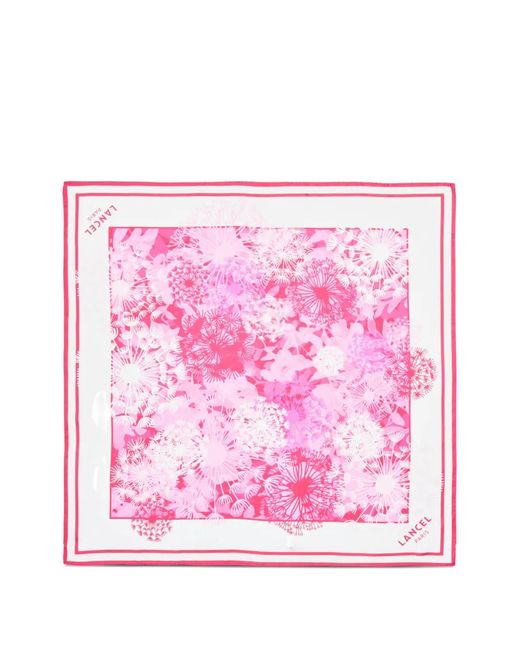 Lancel Pink Printed Silk Square Scarf