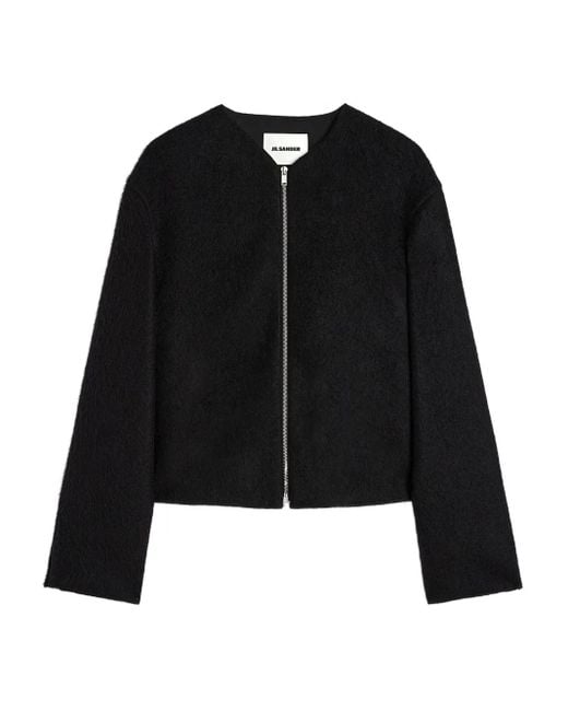 Jil Sander Black Zip-Front Textured Jacket for men