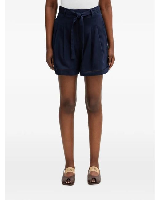 Lacoste Blue Belted Pleated Shorts