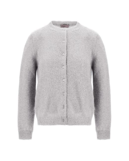 Herno Gray Crew-Neck Long-Sleeve Cardigan