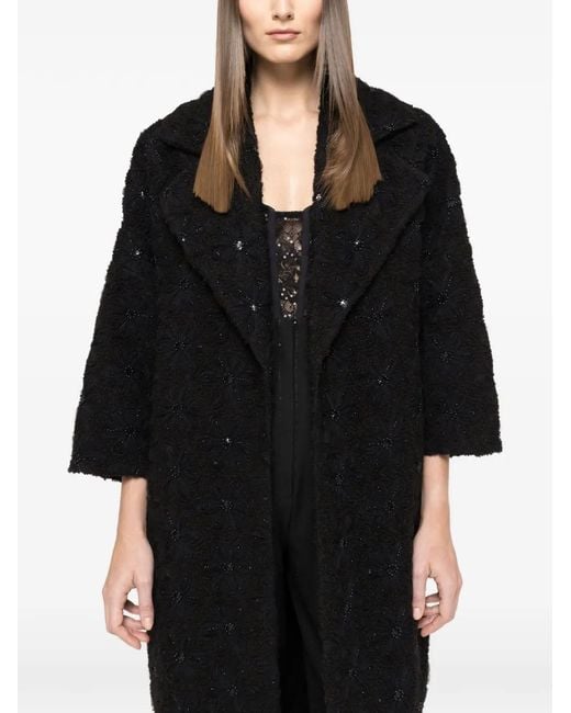 Nissa Black Bead-Embellished Coat