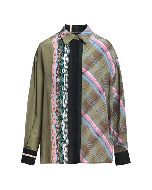 Essentiel Antwerp Green King Patchwork-Print Oversized Shirt