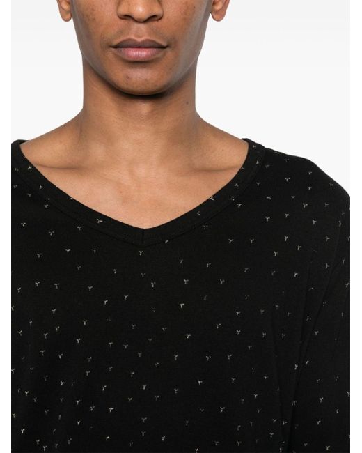 Yohji Yamamoto Black Logo-print Long-sleeve T-shirt for men