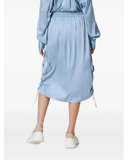 Twinset Blue Drawstring-Sides Midi Skirt