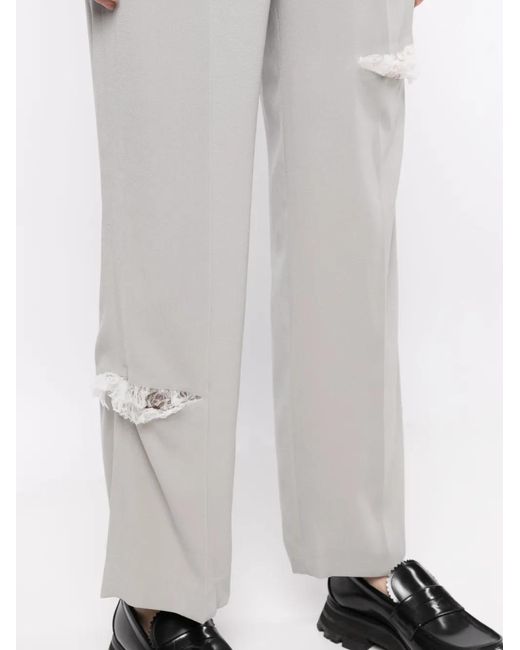 Undercover Gray Distressed-Effect Straight-Leg Trousers