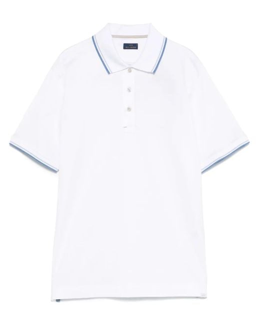 Paul & Shark White Stripe-Trim Polo Shirt for men