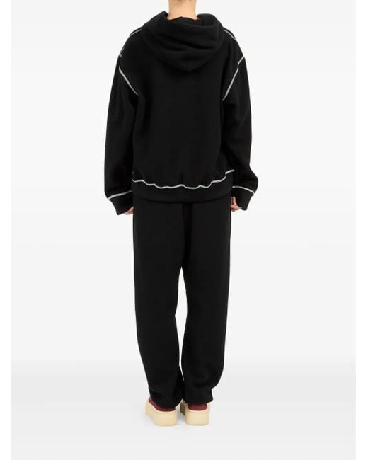 MM6 by Maison Martin Margiela Black Logo-Embroidered Hoodie