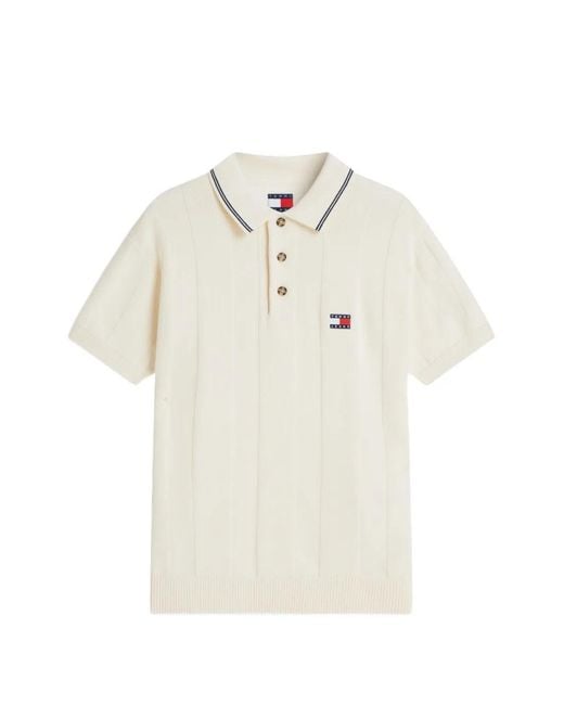 Tommy Hilfiger White Logo-Patch Polo Shirt for men